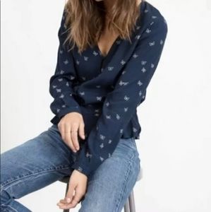 Rails Beaux Butterfly Print Top in Navy Sz S